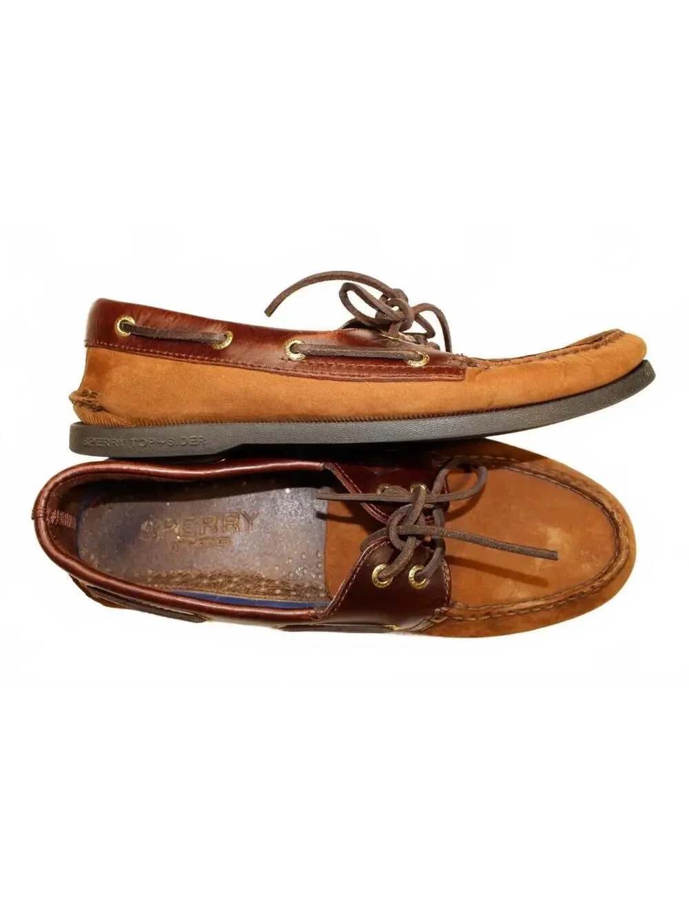 Sperry Top-Sider Mens Authentic Original 2-Eye Brown Nubuck Leather Boat Shoes